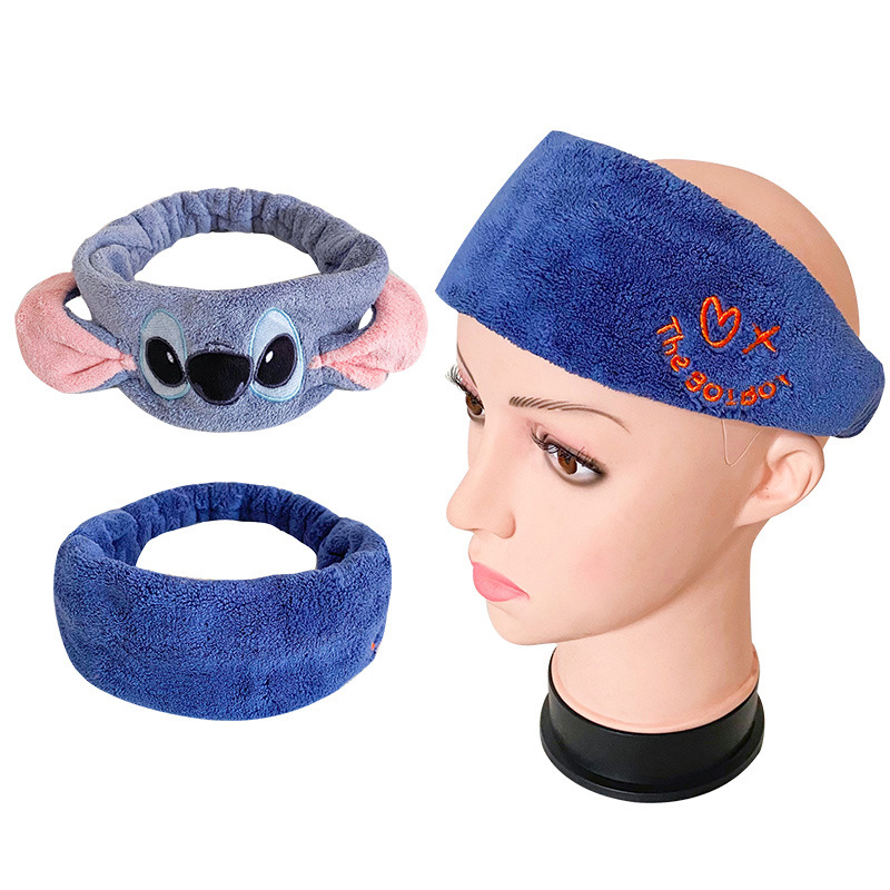 Cartoon animal bordado logotipo personalizado bandana de cabello para mujeres lavar la cara maquillaje banda de cabello antideslizante tocado comercio exterior suministro directo