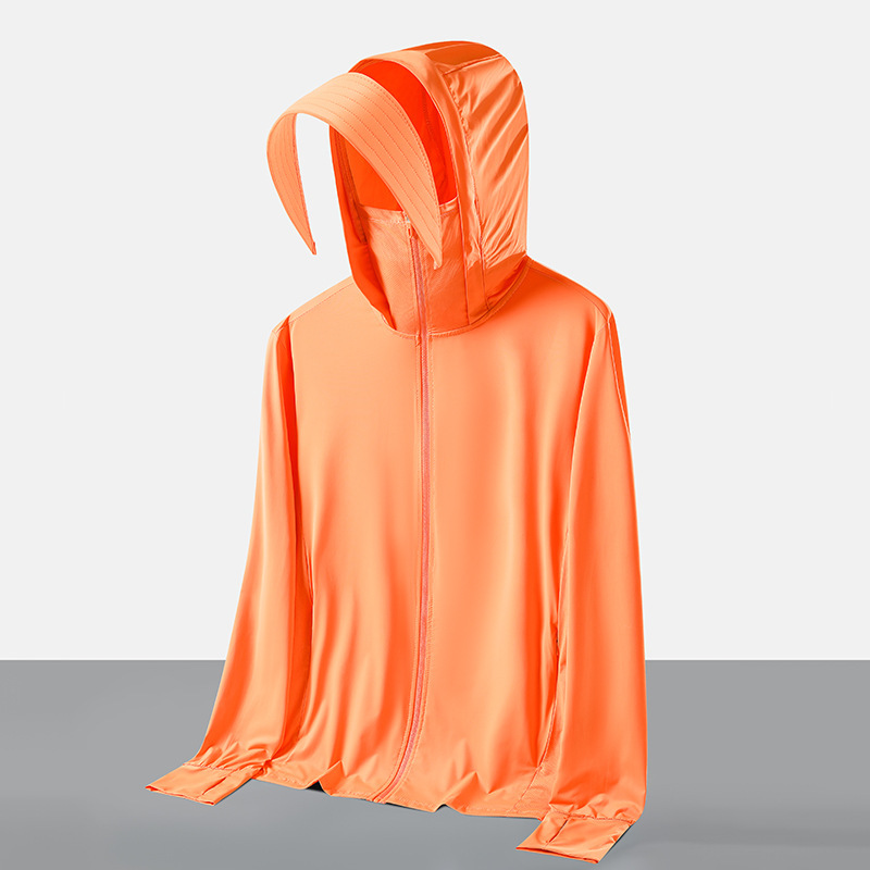 Hombre y mujer desmontables chaqueta protector solar hielo anti-UV al aire libre chaqueta de piel logotipo impresa