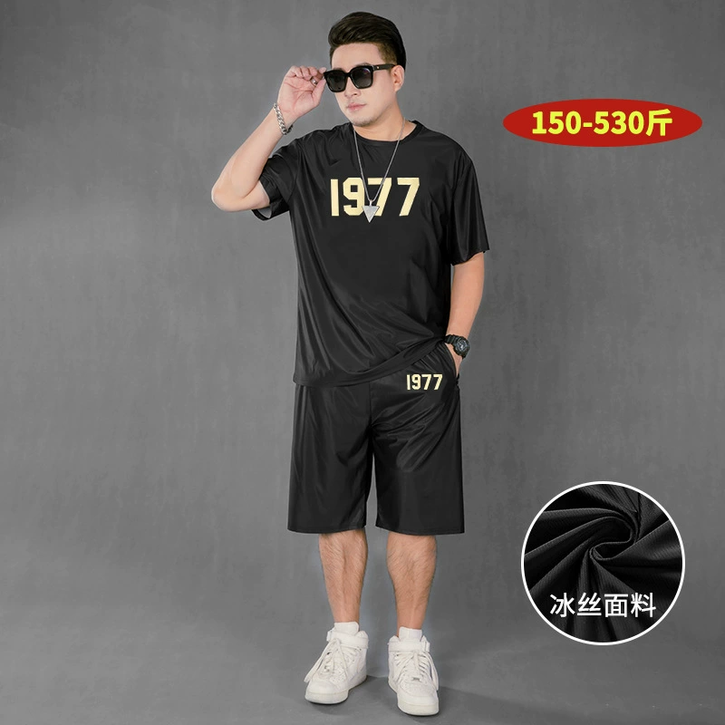 Футболка T6018T-shirt-D7018B, шорты из ледяного шелка C8018B, брюки из ледяного шелка C8018B — универсальный повседневный костюм