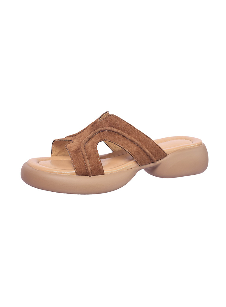 Dép sandal nữ xỏ ngón đế dày chống trượt mùa hè form H êm chân — xanh lam, nâu sẫm chi tiết 18