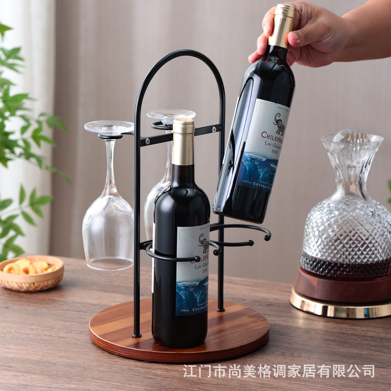 Estante de vino de lujo ligero, estante de vino doméstico, decoración, copa de madera maciza, estante para copas de vino colgante boca abajo, estante para vitrinas