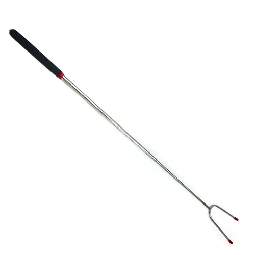 Factory stainless steel PVC handle U-shaped telescopic barbecue fork hot dog sausage chicken wings U-shaped outdoor barbecue fork
