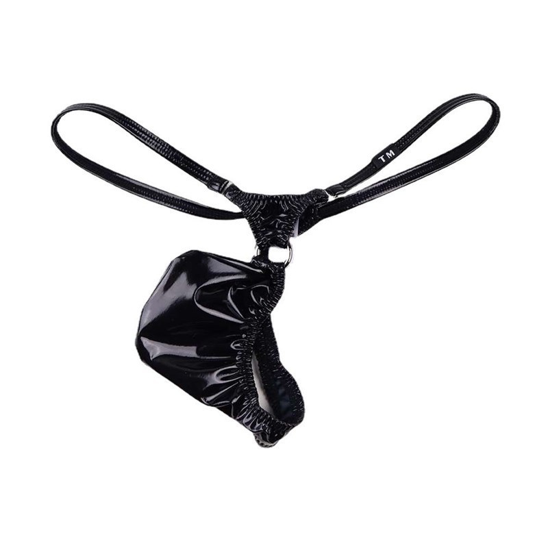 Men's thong steel ring sexy thin belt low waist sexy men's pants U convex bag sexy seductive men's T pants