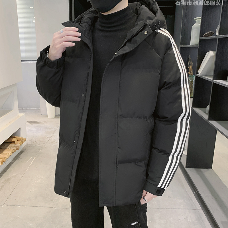 Abrigo acolchado de algodón con capucha de invierno para hombres Abrigo acolchado de algodón suelto de moda Abrigo acolchado de algodón estilo de Hong Kong engrosado abrigo cálido al por mayor