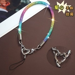 歐美0.7cm水鑽掛繩短款手機手腕鏈子工作牌/鑰匙防丟掛件新款