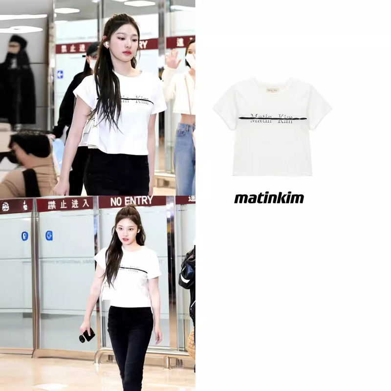 Now Korean Dongdaemun Designer Ma**Nkim Cotton Short-Sleeved Splicing Four-Color T-Shirt