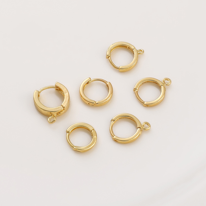 14K gold copper ring round ear buckle handmade diy material exquisite circle earrings jewelry accessories ear buckle