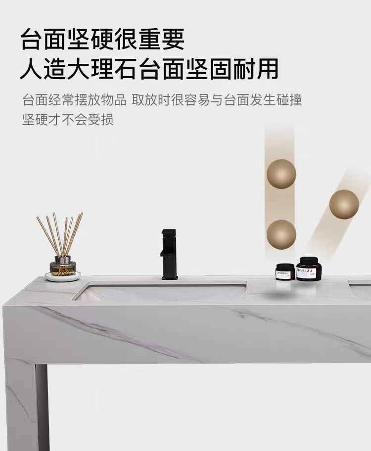 Modern and simple marble double-basin bathroom cabinet combination, washbasin, public bathroom, floor-standing bathroom undefined