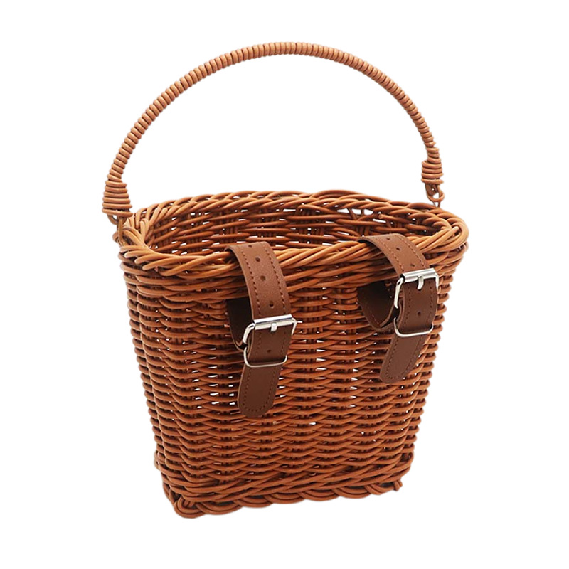 Cesta de mimbre para niños cesta de carro de bebé accesorios para bicicletas cesta de campana pegatinas manillar borla imitación de mimbre cesta tejida