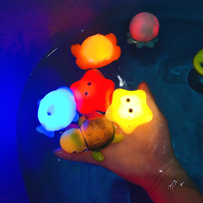 Cross-border Water Luminous Animal Floating Lamp Light Net Fishing Fish Play Water Toy Children Baby Bath Bathroom Toy