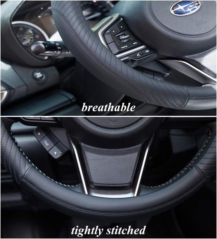 Cross-Border E-Commerce Popular Car Steering Wheel Cover White Rubber Inner Ring Leather Embossed Four-Season Universal Handlebar Cover Wholesale