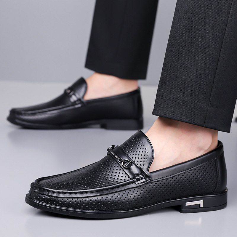 Dép sandal nam bít mũi da lộn mềm đế bằng phong cách Anh — Màu nâu, Màu đen