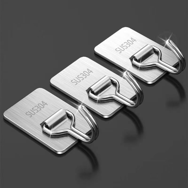 Cement Wall Adhesive Hook, Strong Load-Bearing, Rough Wall Square Double-Line Hook for Fixing in Unfinished Rooms, No Drilling Required, Stainless Steel Hook