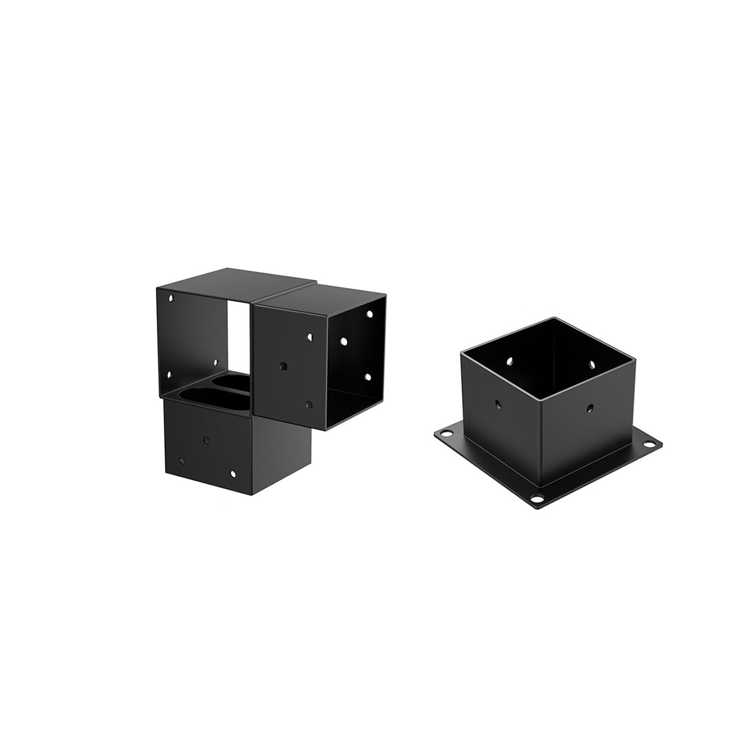 Base Conectora de Tres Vías para Poste de Madera de Acero al Carbono, Fijación con Tornillos, para Cenadores de Jardín