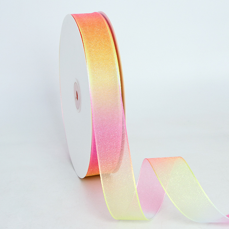 Suministro directo de fábrica Cinta de hilo de nieve de 2,5 cm Envases de flores Ramo de cinta Pastel de cinta Cinta de gasa Caja de pastel Cinta