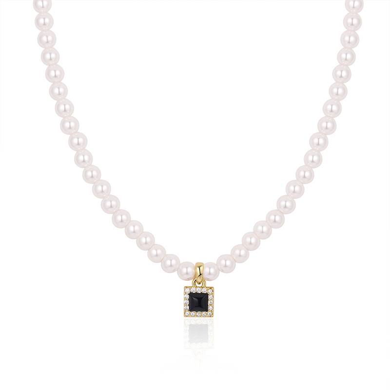 Retro organic agate genuine design necklace from pearl