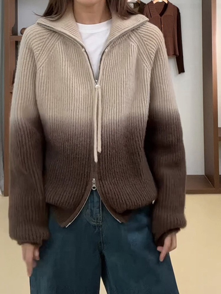 Retro design sweater with zipper
