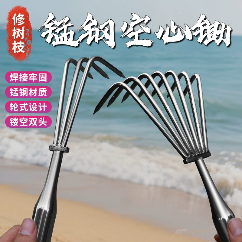 Маленькие грабли из нержавеющей стали со встроенной сварной ручкой, садовый инструмент с несколькими зубьями и когтями для рыхления почвы.