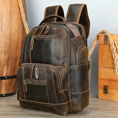 狂った馬の皮のリュックサックのアウトドアリュックサックの欧米の復古の多機能のコンピュータのリュックサックの家出のリュックサックの男性のカバンの卸売り