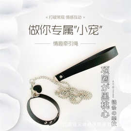 长夜漫漫情趣配饰小仙女爱心颈环桃心项圈调教女佣牵引绳链子3081