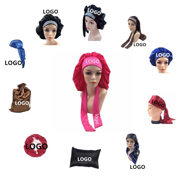 Cross-border supply Europe and the United States elastic wide-brimmed satin belt solid color satin printed satin hair care hat wig hat round hat