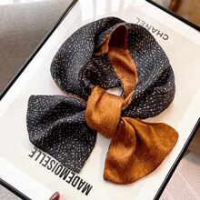 100%桑蚕丝真丝素绉缎面15*145细窄长条围巾女春夏季双层双面丝巾