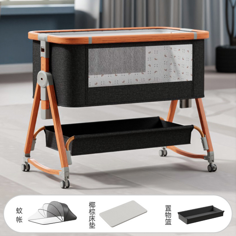 Recién nacido costura gran cama madera grano bebé cuna cama móvil portátil BB cama multifuncional bebé cuna
