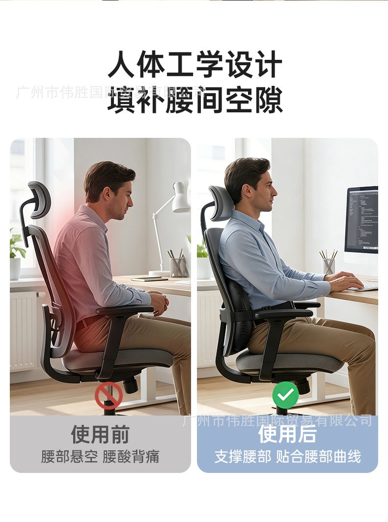 Yuanqi Family Lumbar Support Cushion for Waist Protection, Ergonomic Chair for Long Sitting, Office and Car Lumbar Support