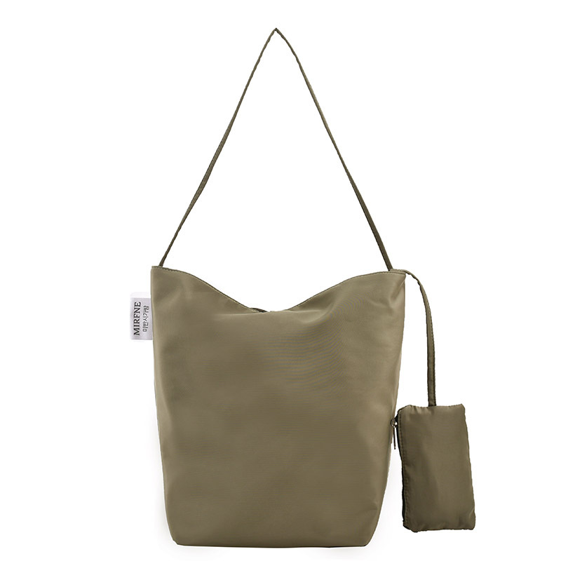 Korean Style Minimalist Large Capacity Nylon Fabric Bag For Women 2024 Summer New Lightweight Versatile Casual Shoulder Bucket Bag - Thumbnail 5