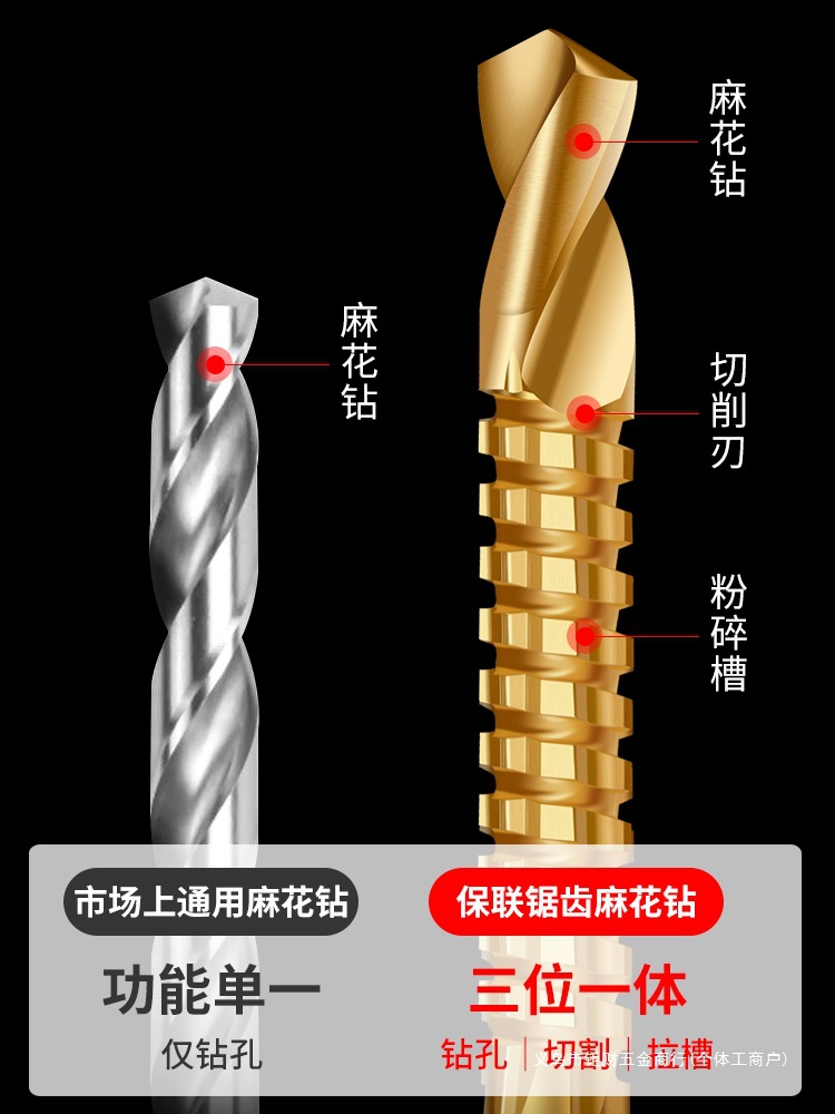 锯齿钻拉花钻头麻花木工钻头打孔合一开孔转合金切割电钻工具大全