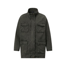 工装牛仔外套男士春秋高街潮流洗水做旧朋克立体贴袋宽松立领夹克