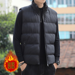 2022 New Vest Men's Autumn and Winter Outer Wear Warm Fashion Solid Color Vest Trendy Men's Black Jacket