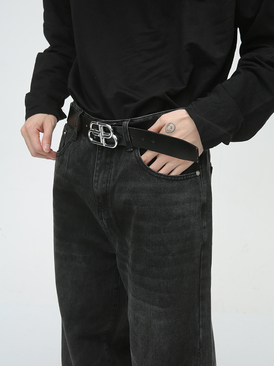 Ropa de hombre MTLClothes | 2023 Four Seasons nuevo retro flojo recto plisado negro y gris Jeans para hombres