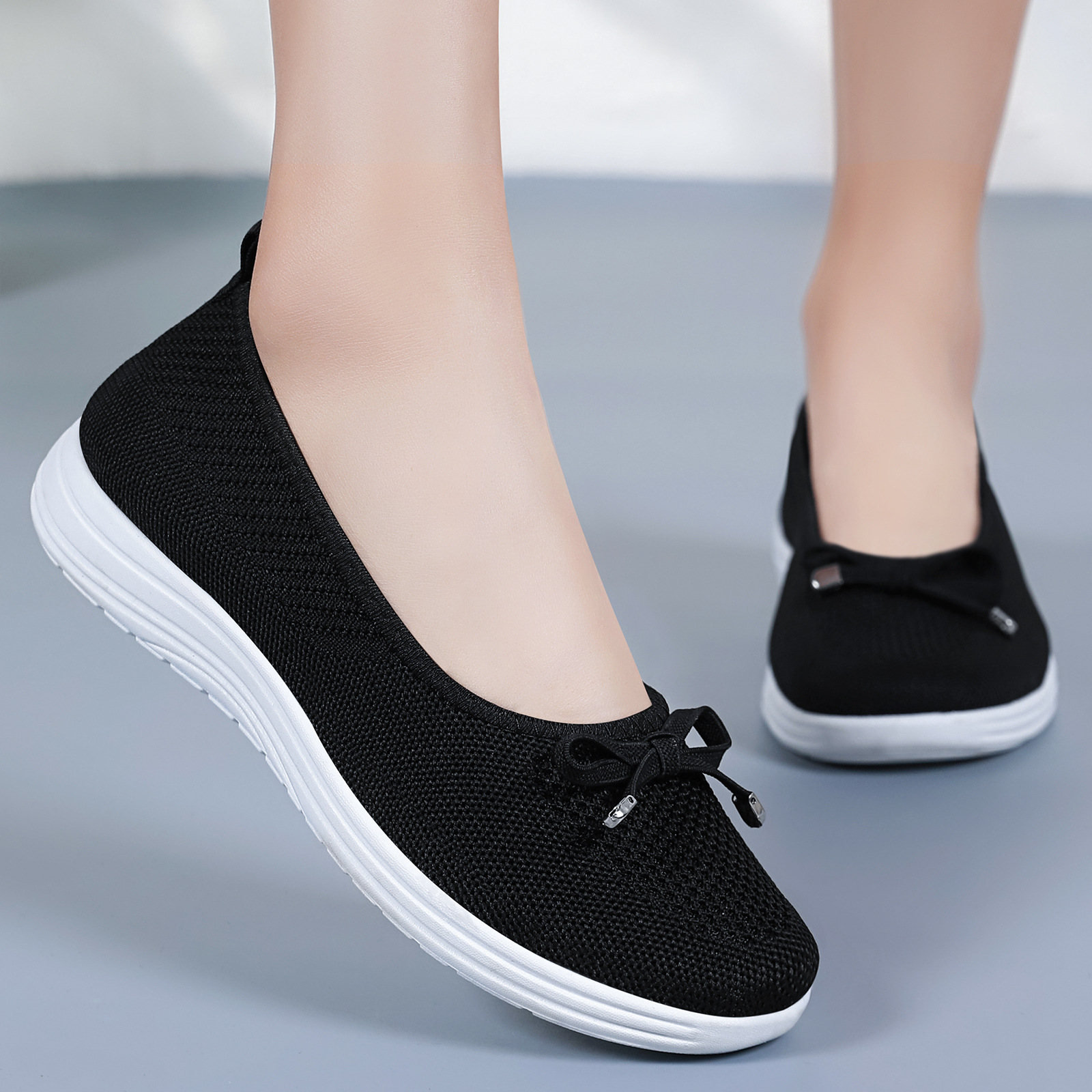 Zapatos de mujer primavera nuevos zapatos casuales superficiales un pie de zapatos de tela ligero y cómodo zapatos de malla al aire libre zapatos de tela
