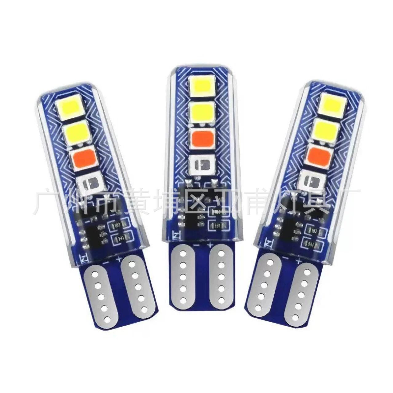 Автомобильная светодиодная силиконовая лампа T10 с кристаллами, 4-цветная, с эффектом текущей воды, 2835 8SMD, для указателей поворота, подсветки номерного знака.