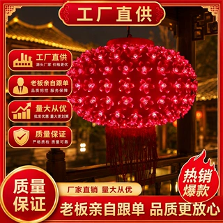 春节新年户外LED樱花灯笼流苏红色  LED灯笼 喜庆庭院灯笼挂件