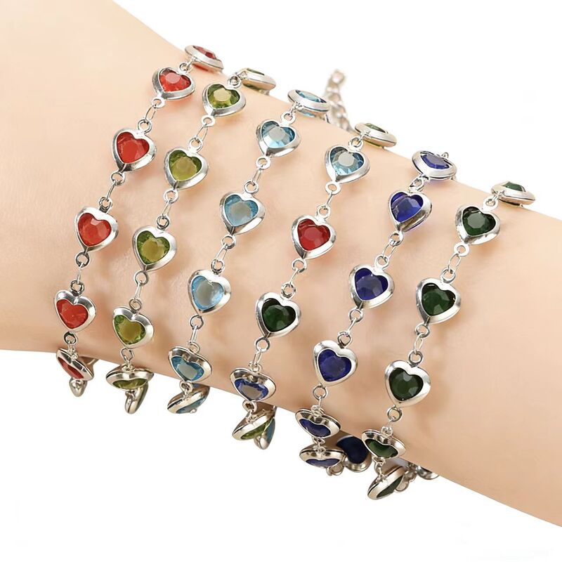 Cross-Border Jewelry Fresh and Sweet Heart-Shaped Beaded Bracelet Fashionable Red Glass Heart Bracelet Women's Summer Jewelry