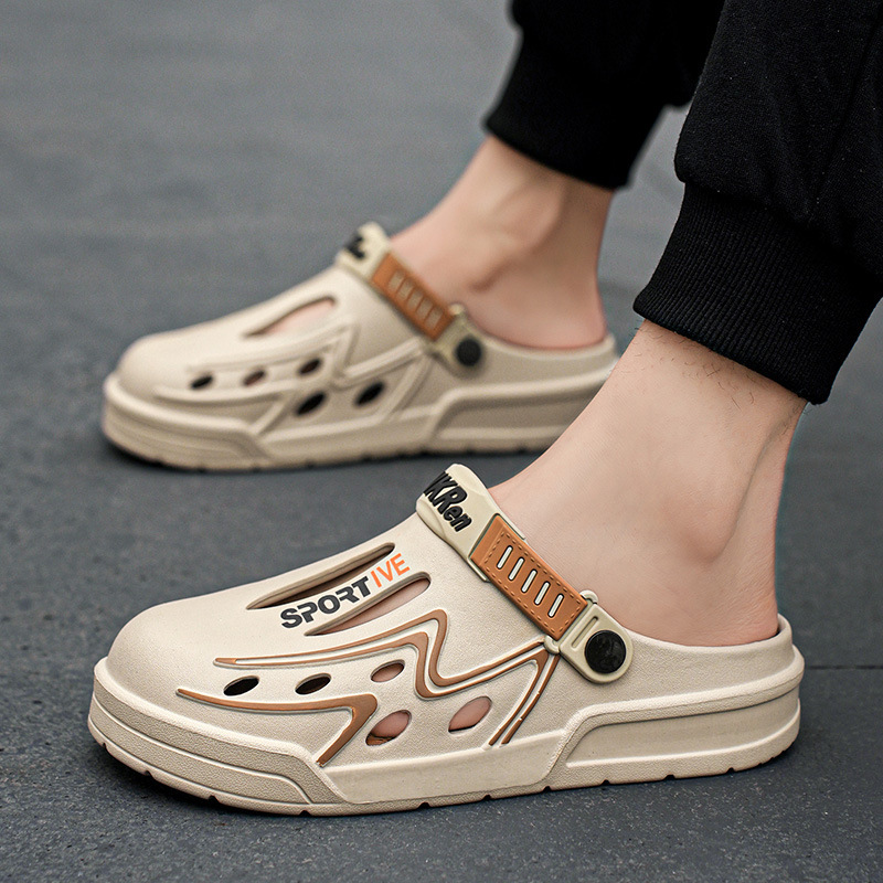 Zapatillas de verano 2024 nuevas zapatillas casuales transpirables ligeras pisando la mierda en el mar nadando zapatos de hombre Baotou Hole