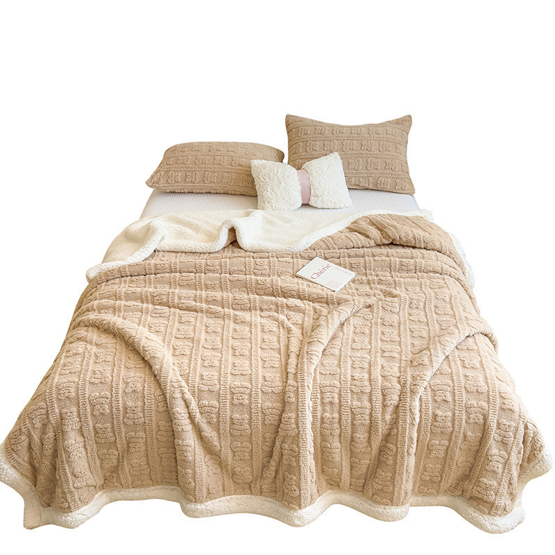 Mantras de cachemira de cordero de doble capa de invierno gruesa mantas cálidas edredón pequeño sopa mantas de peluche mantas de siesta de oficina