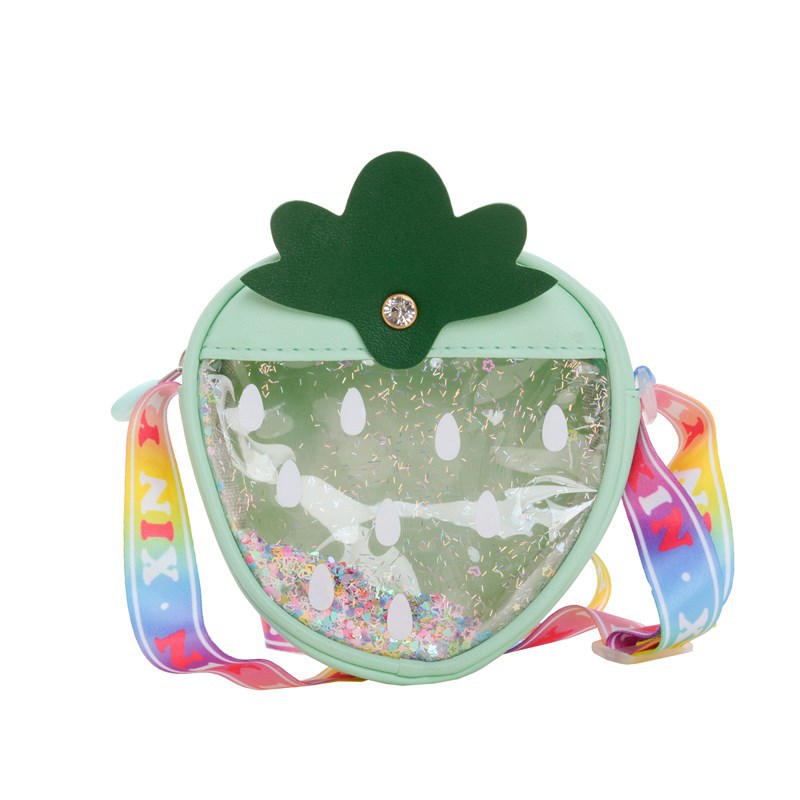 Nuevo bolso de lentejuelas para niños lindo pequeño bolso de hombro para niños y niñas de fresa mini monedero transparente para niños
