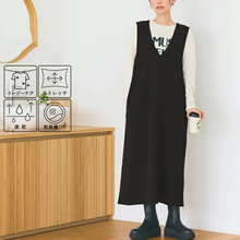 跨境亚马逊新款日本韩国韩版乐天裙子春秋冬休闲宽松大码长袖连衣