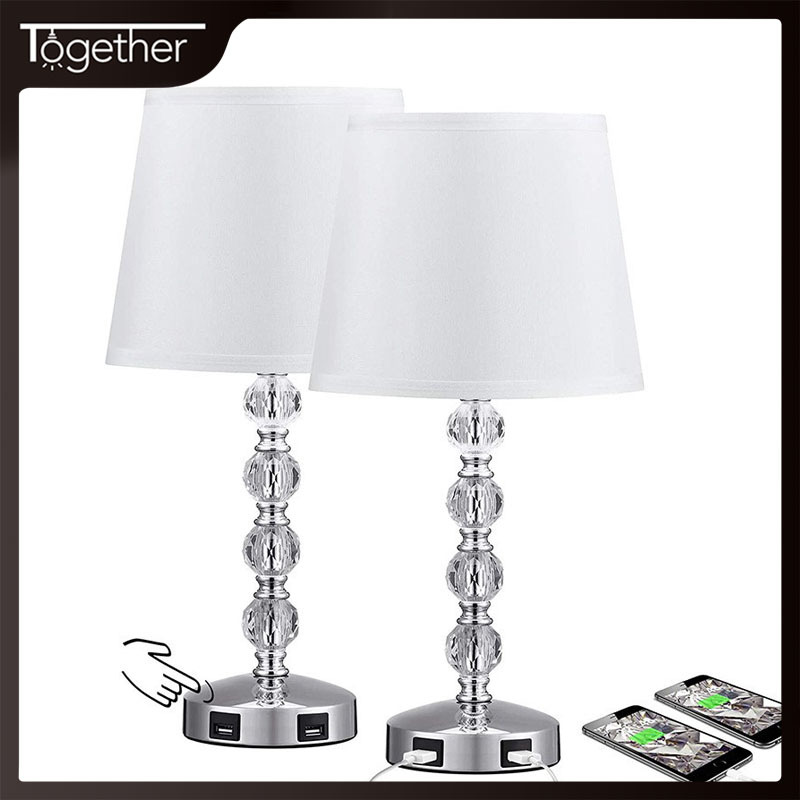 Cross border Amazon USB charge Bedside Table lamp modern crystal touch switch Table lamp bedroom Bedside Table Lamps