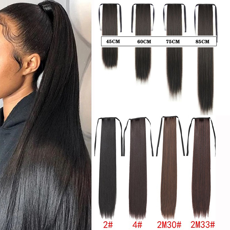 ストレートドローストリングポニーテールウィッグ、ロングストレートヘアの女性用ストラップ式ウィッグポニーテール|undefined
