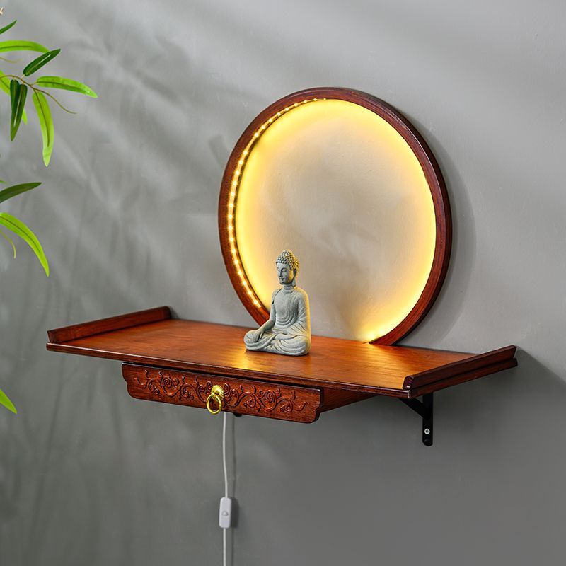 Wall-Mounted Small Altar, Shrine, Offering Table, Incense Table, Home Altar for Worshiping the God of Wealth, Guanyin, Guan Gong, and Buddha Statues