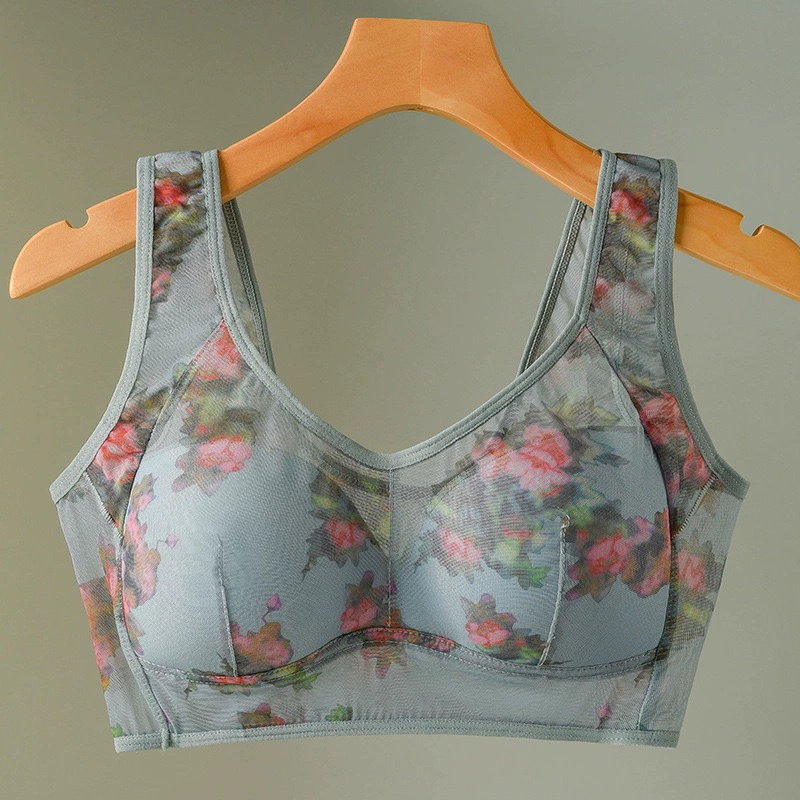 Underwear, tea cup, tank top, lace wireless bra, plus size