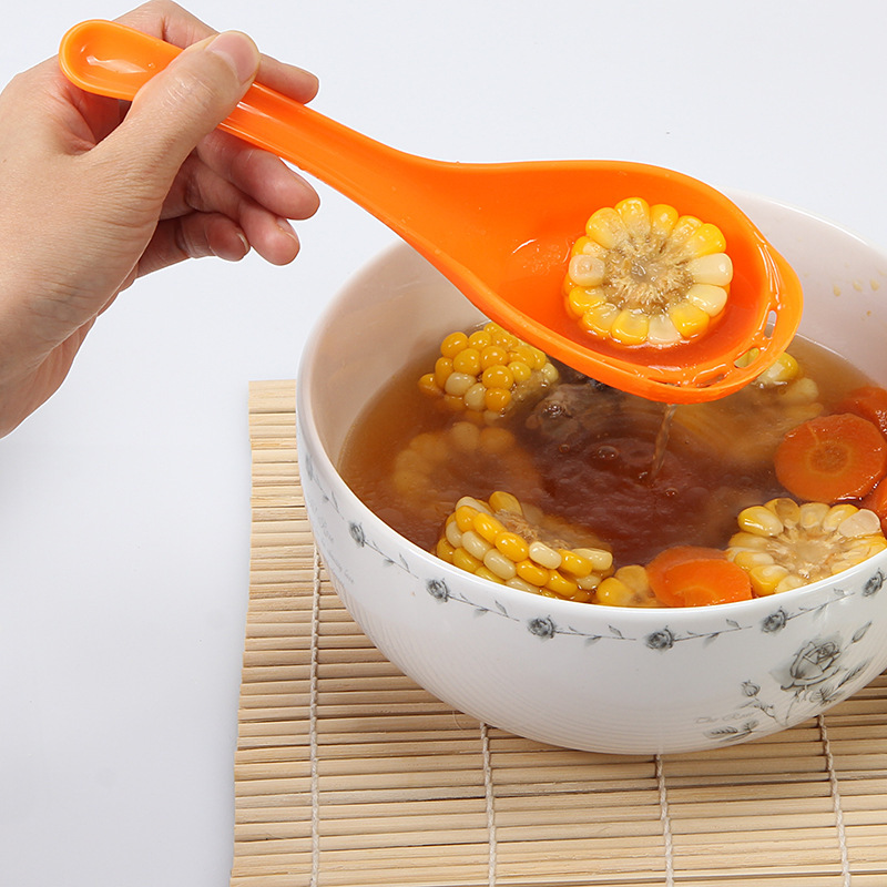 Cuchara de sopa de drenaje grande de estilo japonés olla caliente colador fideos cuchara con fugas cuchara de gachas de plástico