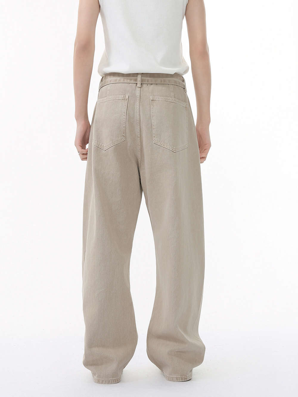 MTLCLOTHES para hombre | Nuevo estilo coreano casual cleanfit color sólido con cinturón jeans sueltos rectos