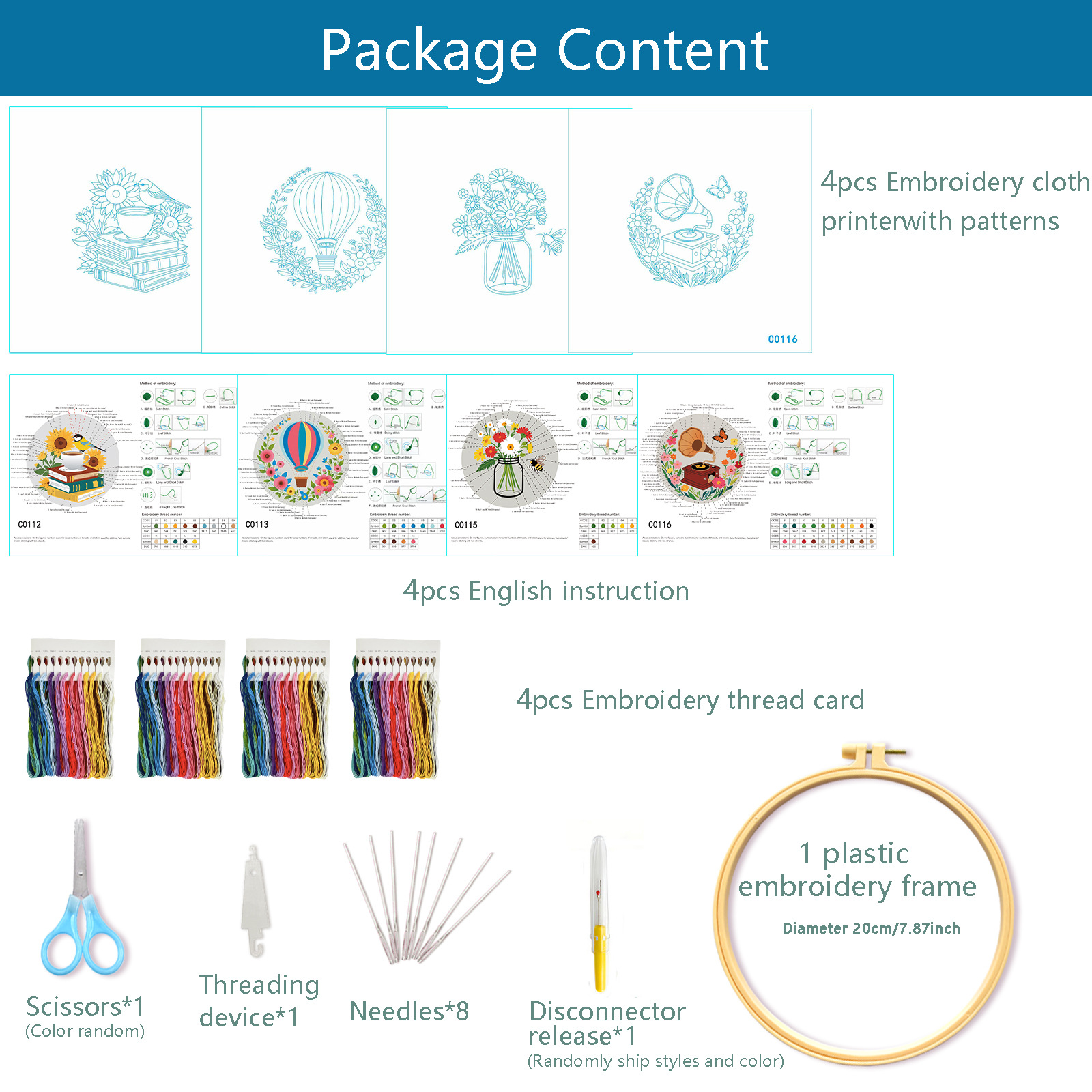 Ventas transfronterizas en caliente de nuevos libros de globo de calor bordados fonógrafo floral serie de kits bordados hechos a mano material DIY