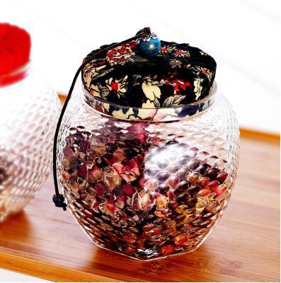 Patrón de martillo creativo tarro de té de vidrio al por mayor tarro de almacenamiento de vidrio borosilicato tarro sellado transparente tarro de almacenamiento de granos