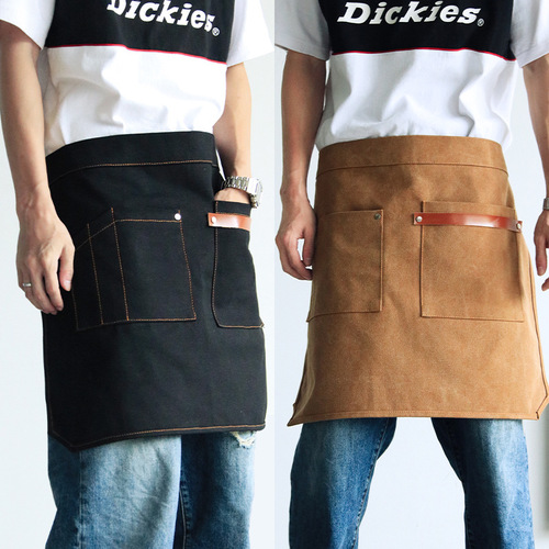 Korean style half-length canvas apron men's and women's work clothes restaurant kitchen western food coffee shop waiter printing logo